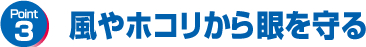 風やホコリから眼を守る
